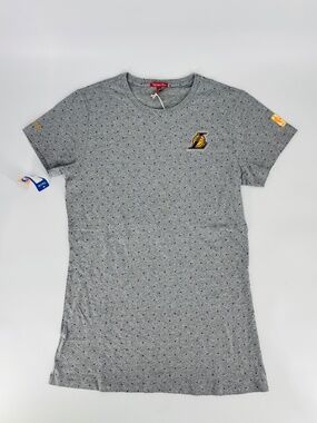 NWT Mitchell & Ness Women's T-Shirt Dress Gray Polkadot LA Lakers Size: M